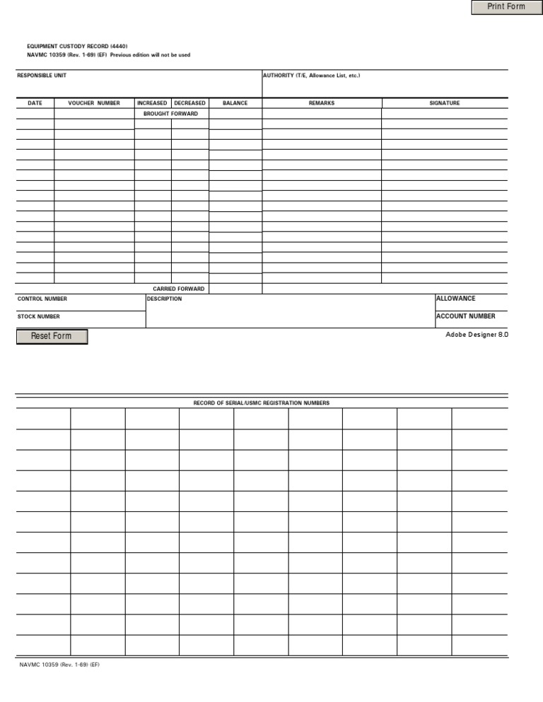 Equipment Custody Record NAVMC 10359 | PDF