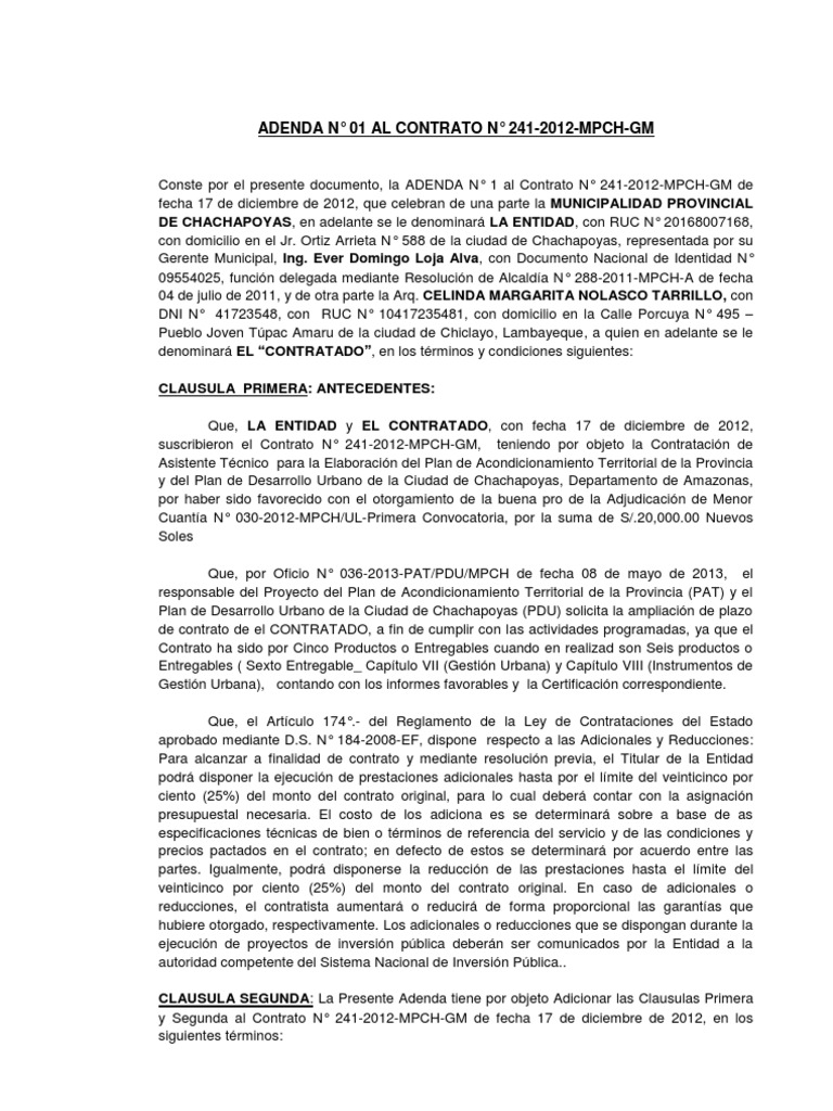 Adenda Contrato - Modelo | PDF | Gobierno