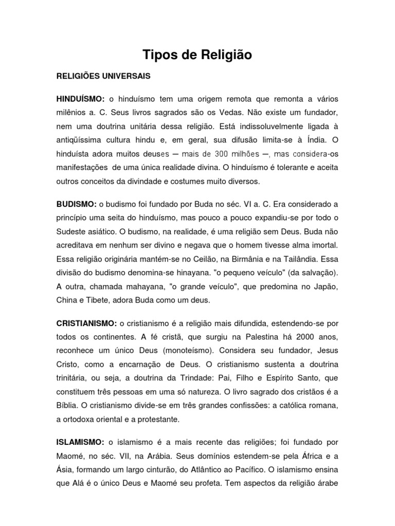 Tipos de Religião | PDF | Trindade | Deus