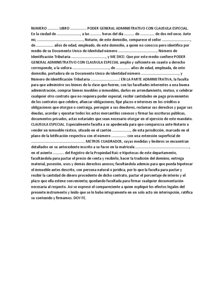 Poder General Administrativo Especial | PDF