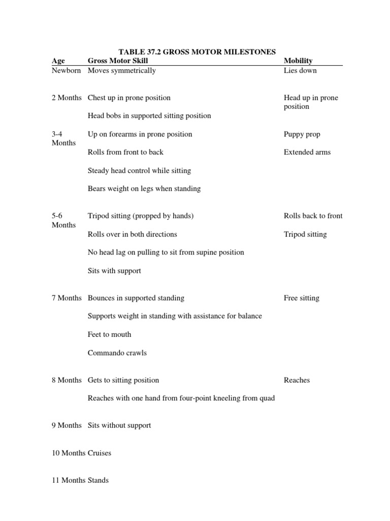 Gross Motor Milestones by Age | PDF