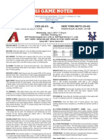 2013 E?Kc LMRCQ: Arizona Diamondbacks (42-41) New York Mets (35-45) Vs