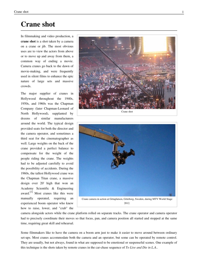 Crane Shot Film Theory Filmmaking