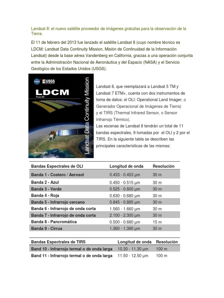 Landsat 8 | PDF | Tierra | Science