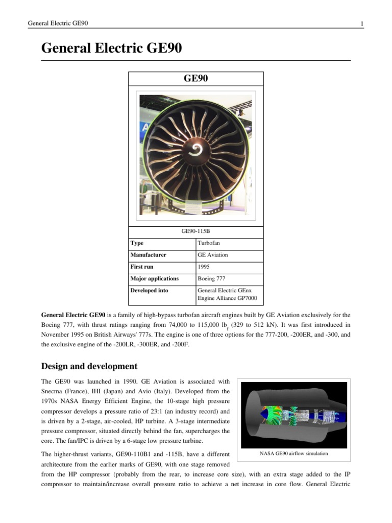 General Electric GE90 | PDF | Aviation | Aircraft Manufacturers Of The ...