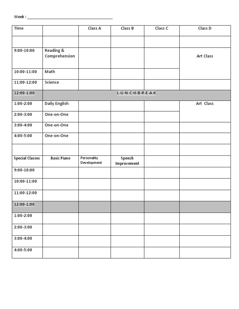 Time Matrix For Tutorials | PDF | Language Arts & Discipline