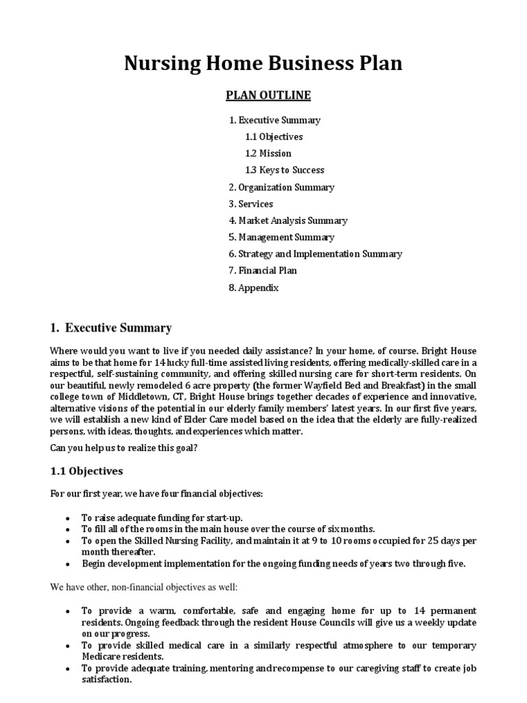 residential care home business plan template