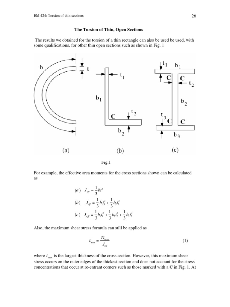 Torsion Analysis of Thin Sections | PDF | Shear Stress | Stress (Mechanics)