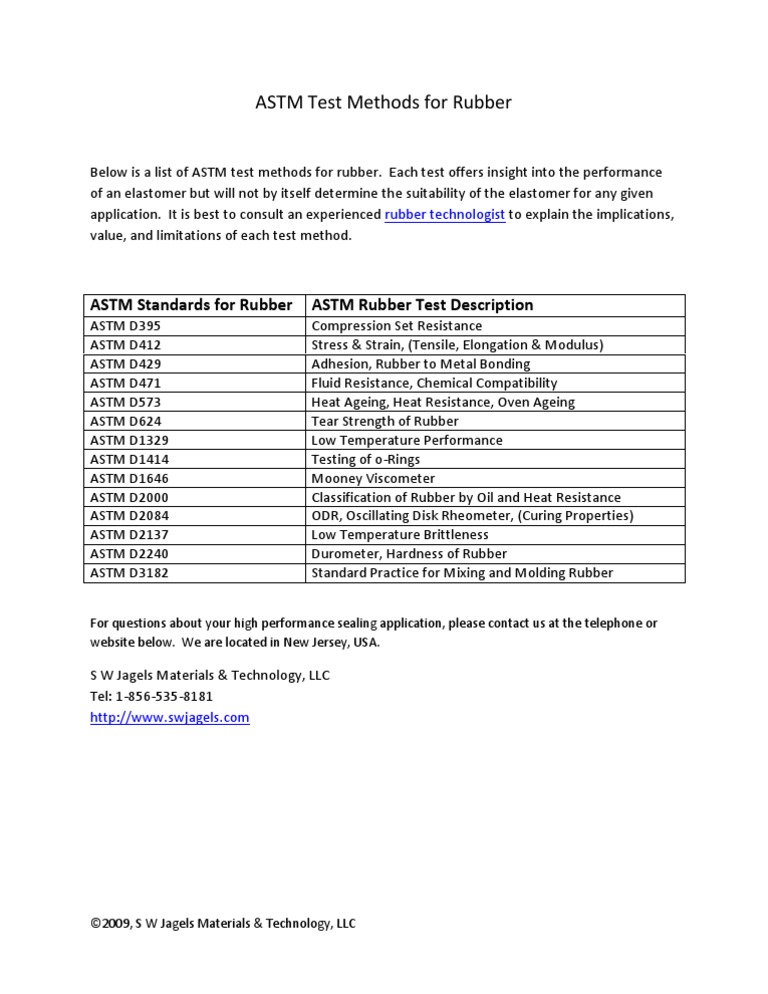 ASTM Rubber Testing Methods Overview | PDF