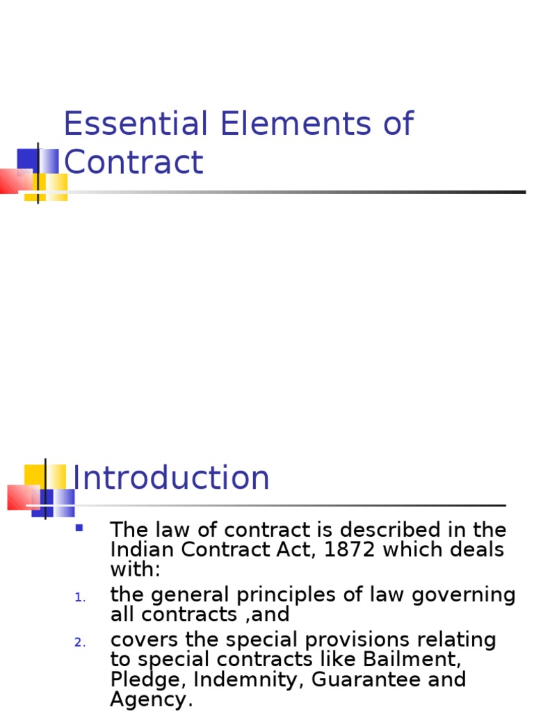Essential Elements of a Contract Explained | PDF | Consideration ...