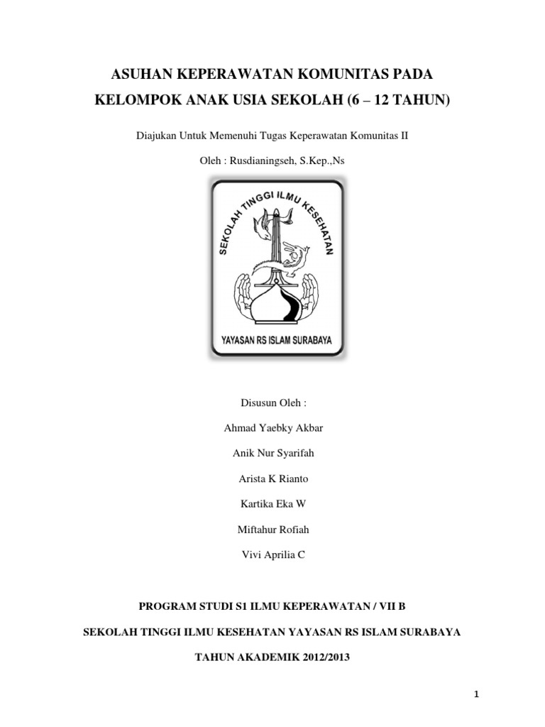 Asuhan Keperawatan Komunitas Pada Kelompok Anak Usia Sekolah