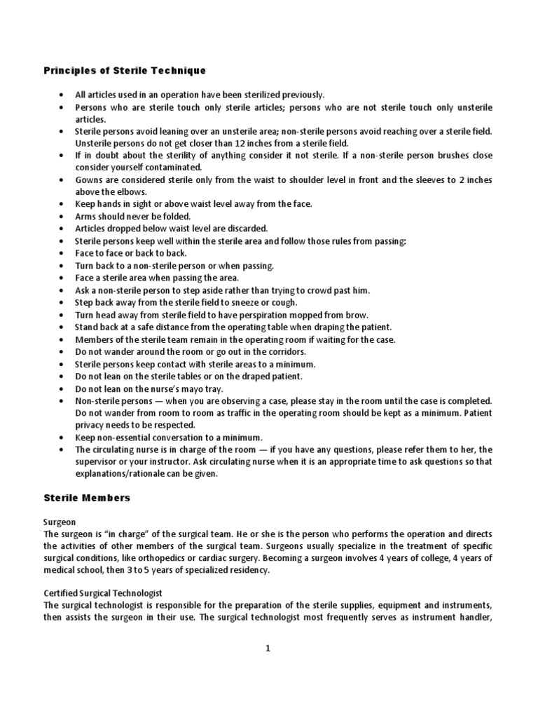 Principles of Sterile Technique PDF Cataract Ophthalmology
