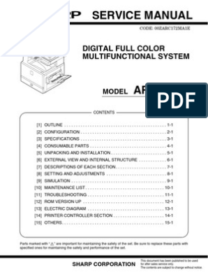 Sharp AR-C172M ServiceM EN PDF, PDF, Image Scanner