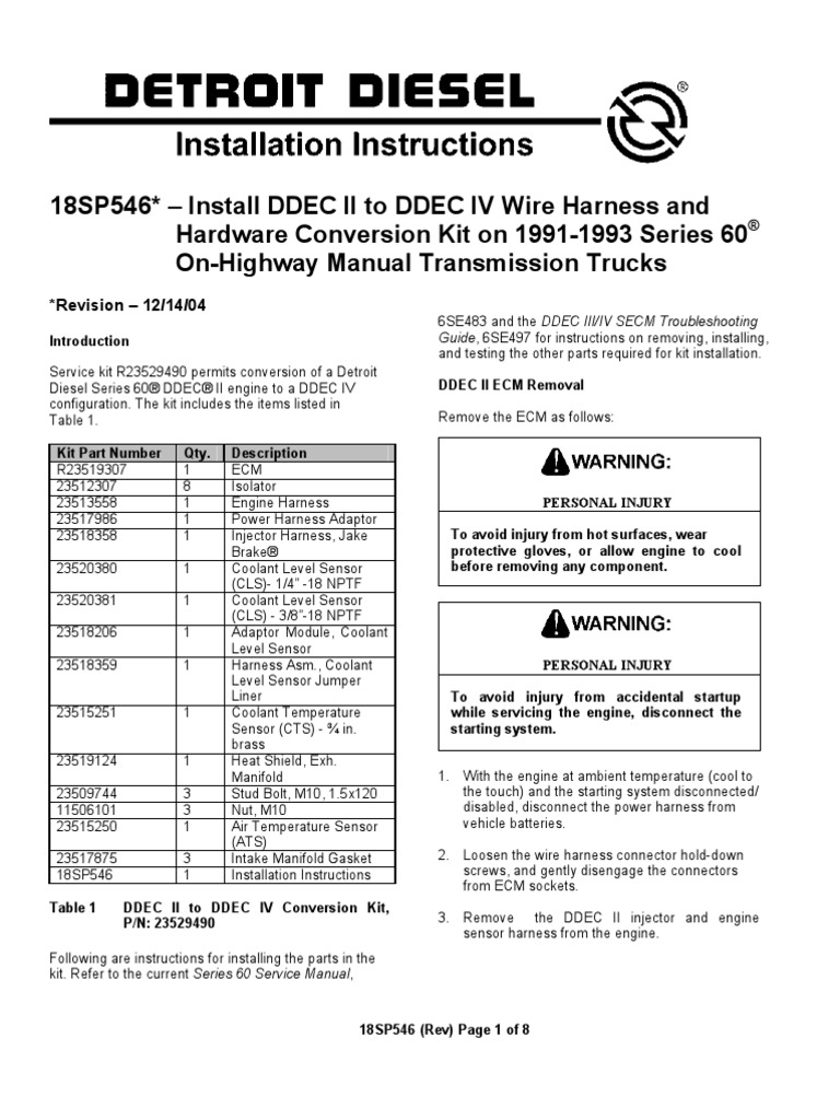 Detroit Diesel Series 60 DDEC II to DDEC IV conversion 18SP546 | Electrical  Connector | Diesel