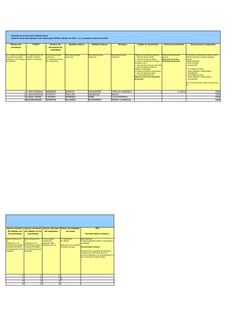 Modelo de Planilla AFP NET 2013 | PDF