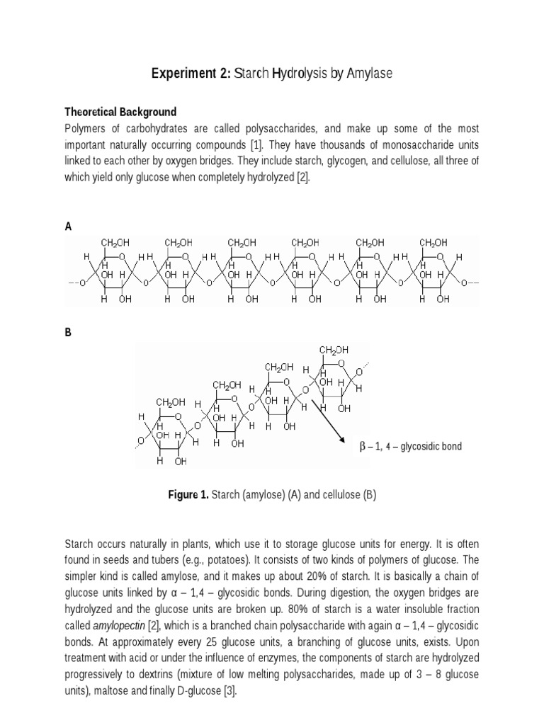 Exp 2Starch Hydrolysis by Amylase Glucose Polysaccharide