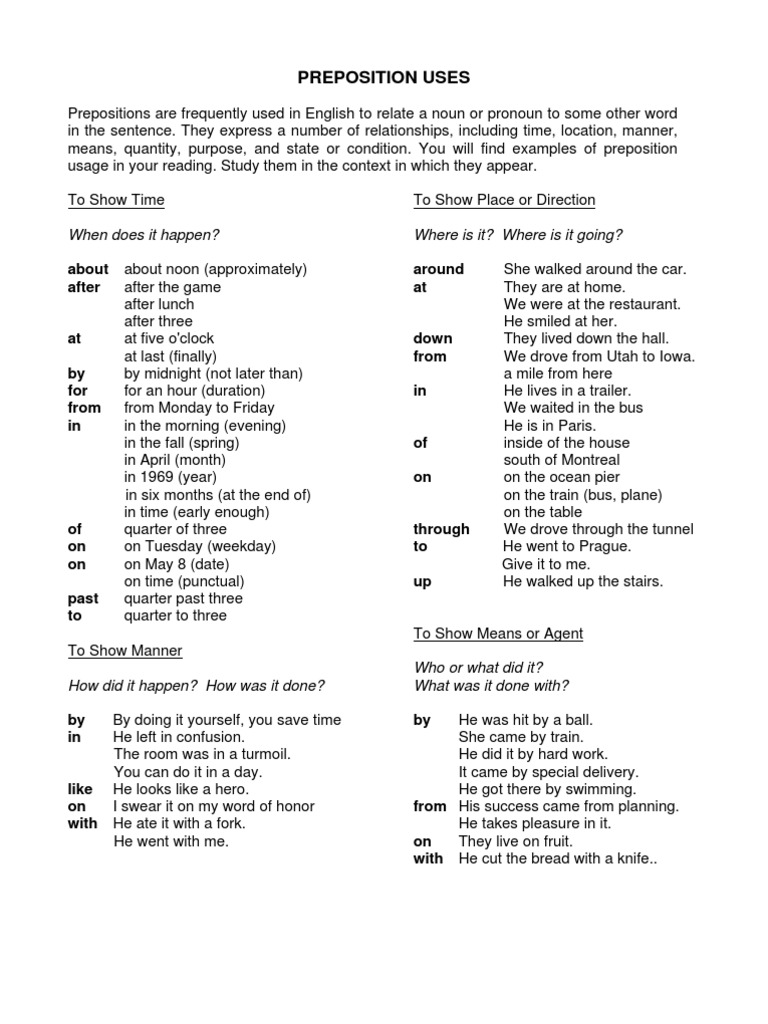 Prepositions | PDF