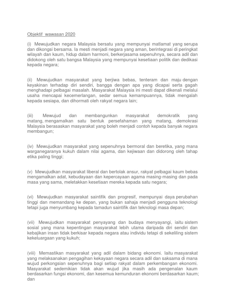 Objektif Wawasan 2020 Pdf