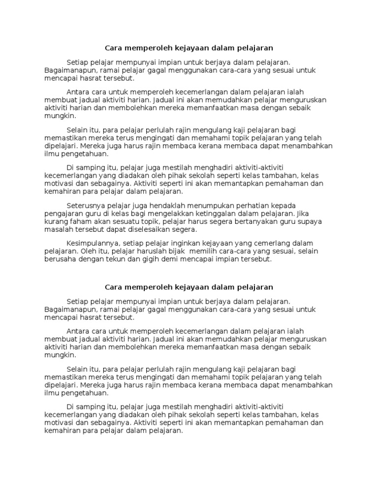 Cara Memperoleh Kejayaan Dalam Pelajaran Pdf