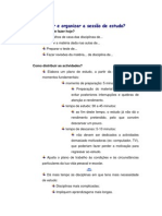 Como Planificar e Organizar A Sessão de Estudo