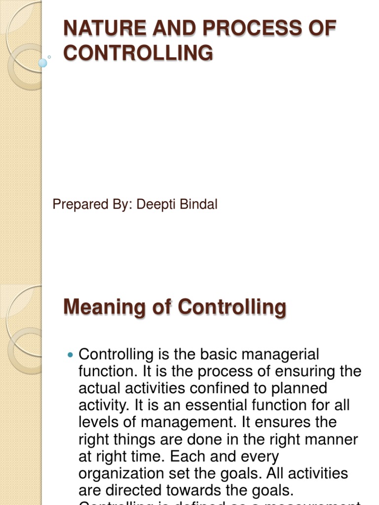 Nature and Process of Controlling | PDF | Goal | Qualitative