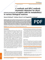 Review of HPLC Methods & HPLC-MS Detection For Direct Determination of Aspirin With Its Metabolites in Biological Matrices