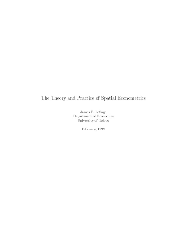 Spatial Econometrics Guide | PDF | Econometrics | Regression Analysis