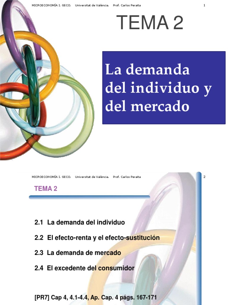 Demanda Individual y de Mercado en Microeconomía | PDF | Elasticidad ...