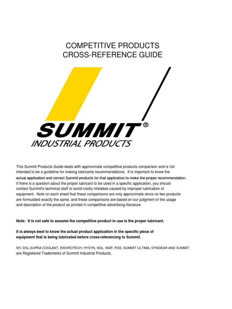 Competitive Products CrossReference Guide
