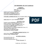 Relación de Docentes - IE Cambrune 2013