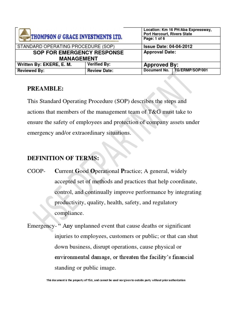 Sop Emergency Emergency Management Emergency