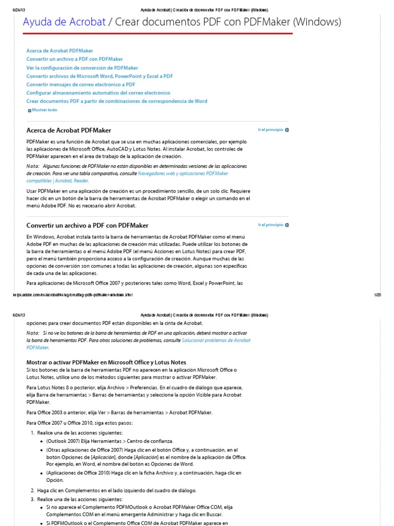 Crear PDFs con Acrobat PDFMaker en Windows | PDF | Microsoft PowerPoint ...