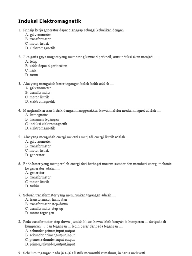Latihan Soal Induksi Elektromagnetik Kelas 9 Jawabanku Id