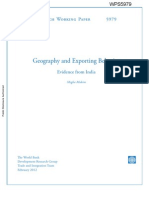 Geography and Exporting Behavior: Policy Research Working Paper 5979