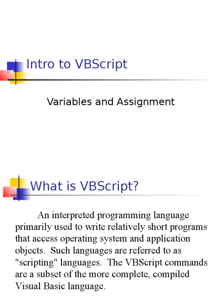 VBScript Programming Basics Guide | PDF | Variable (Computer Science ...