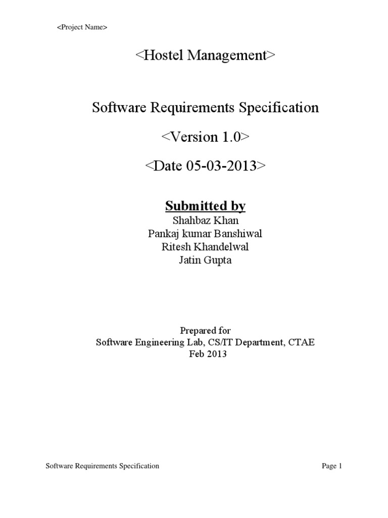 Hostel Management System SRS Document | PDF | Databases | Computer ...