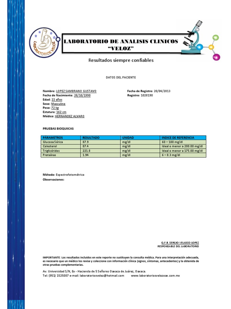 Analisis Clinicos Reportes Clinica Ciencias De La Salud