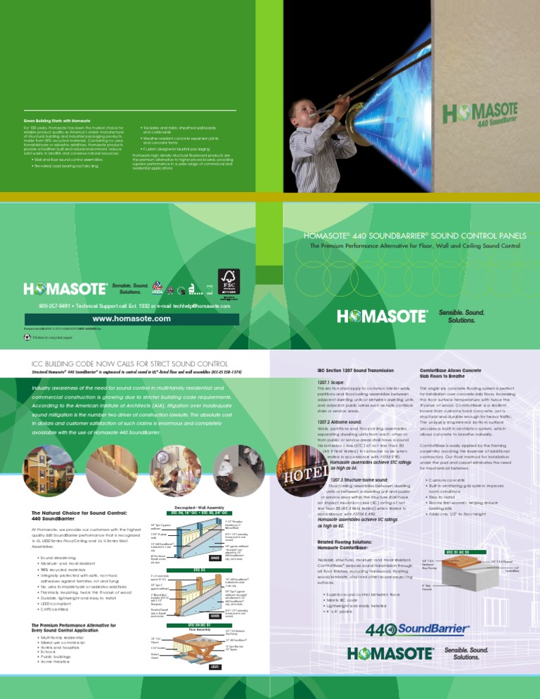Homasote 440 Soundbarrier Sound Control Panels PDF Drywall Flooring