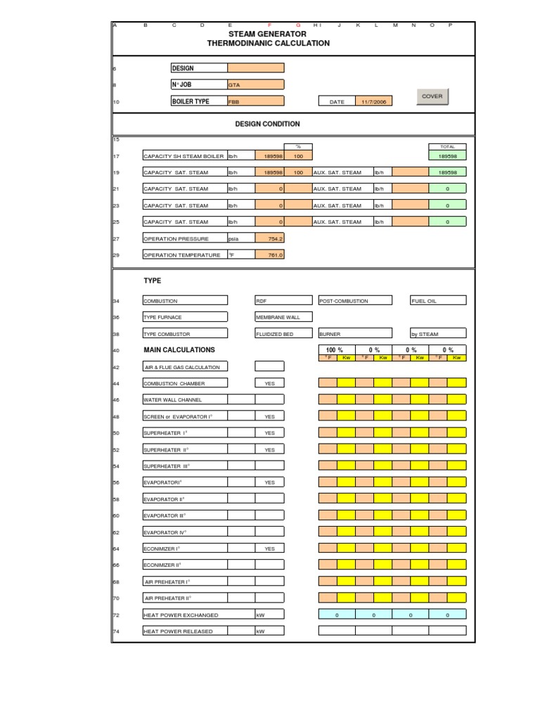 Steam Boiler Design and Calculations | PDF | Boiler | Gases