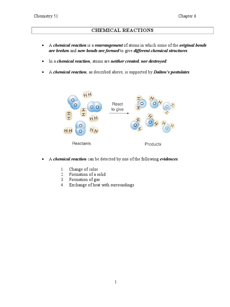 Chemical Reactions Chapter 6 | PDF | Mole (Unit) | Redox