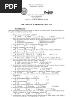 Entrance Exam g7