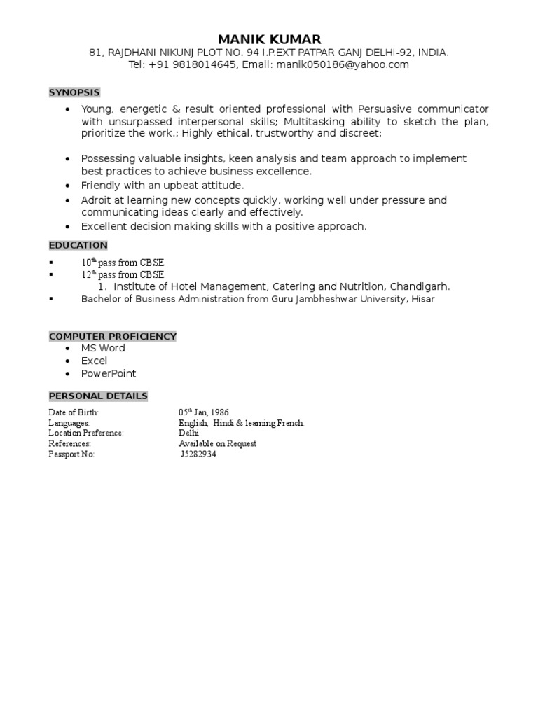 Manik Kumar: Synopsis | PDF