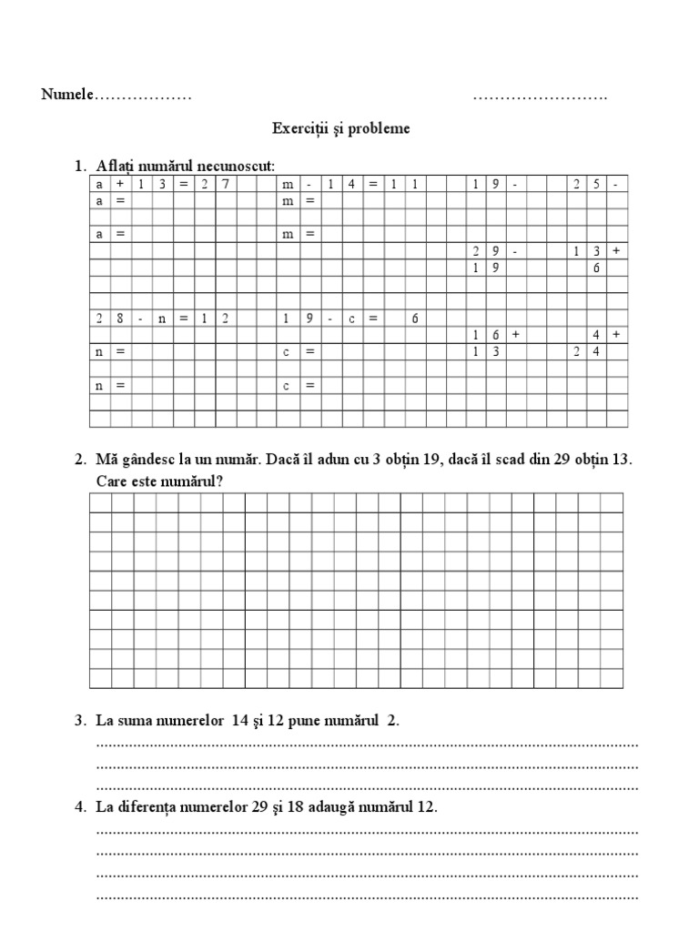 Exercitii Cu Necunoscuta