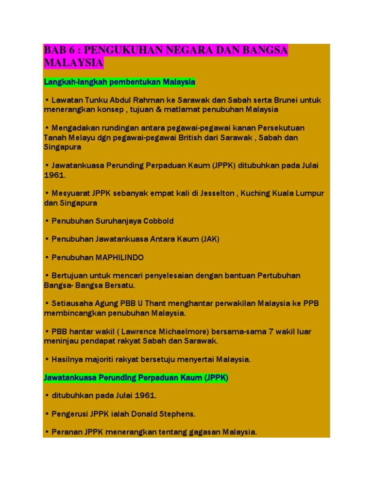 Bab 6 Pengukuhan Negara Dan Bangsa Malaysia Pdf