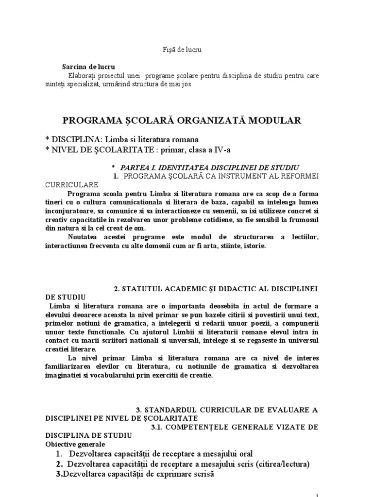 Programa Scolara Modulara | PDF