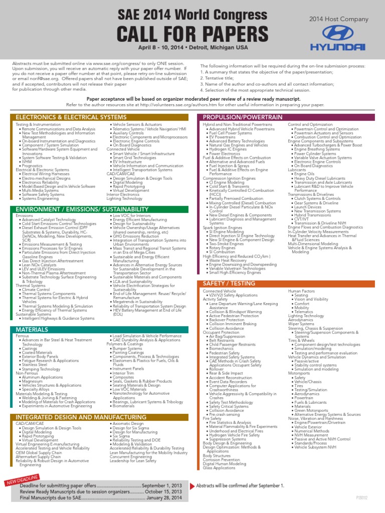 Call For Papers: April 8 - 10, 2014 - Detroit, Michigan USA | PDF ...