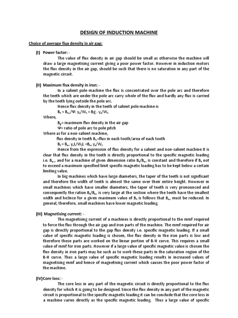 Induction Machine Design | PDF
