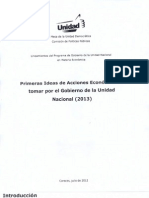 Primeras Ideas de Acciones Economicas a Tomar Por El Gobierno de La Unidad Nacional