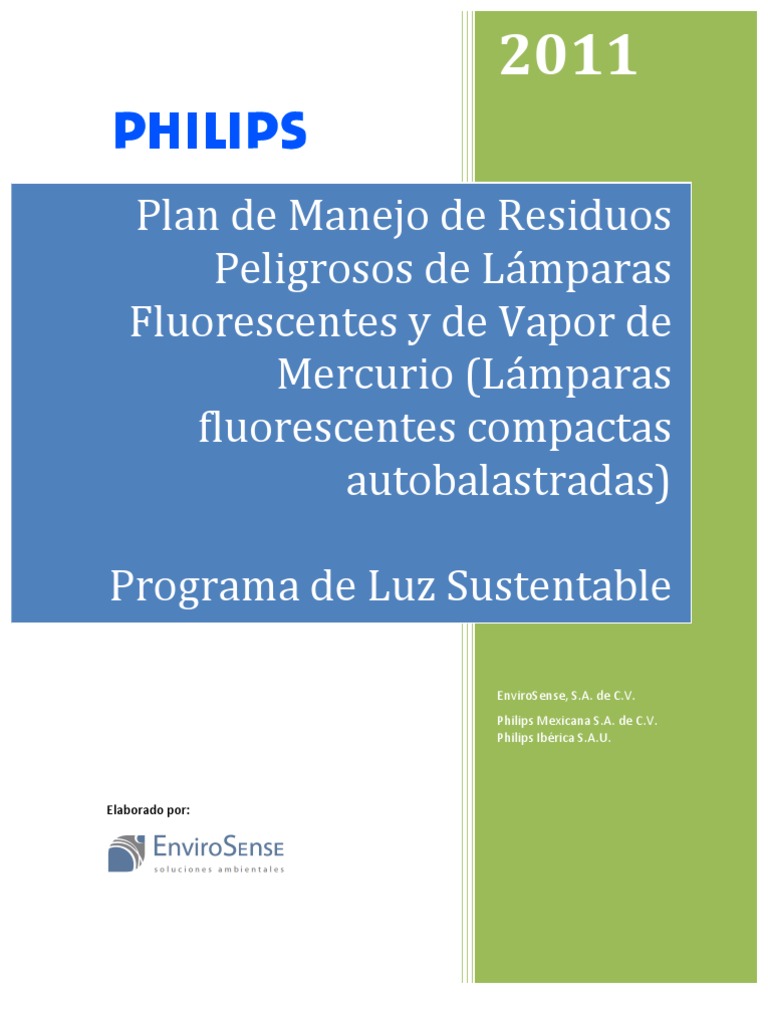 Manejo de Residuos Peligrosos de Lamparas Fluorescentes PDF