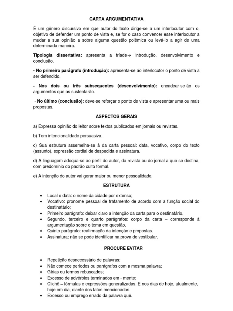 Estrutura da Carta Argumentativa | PDF | Cidade | Pobreza